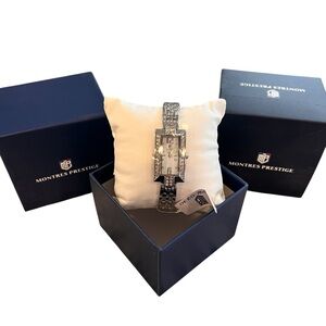 Montres Prestige Women’s  Silver Crystal Bracelet Watch Water Resistant